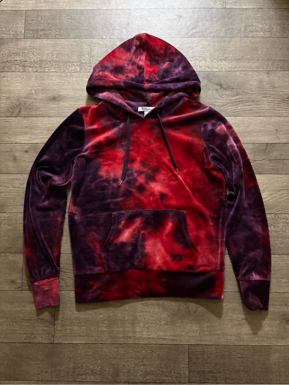 Revamped Red & Purple Velvet Tie-Dye Hoodie